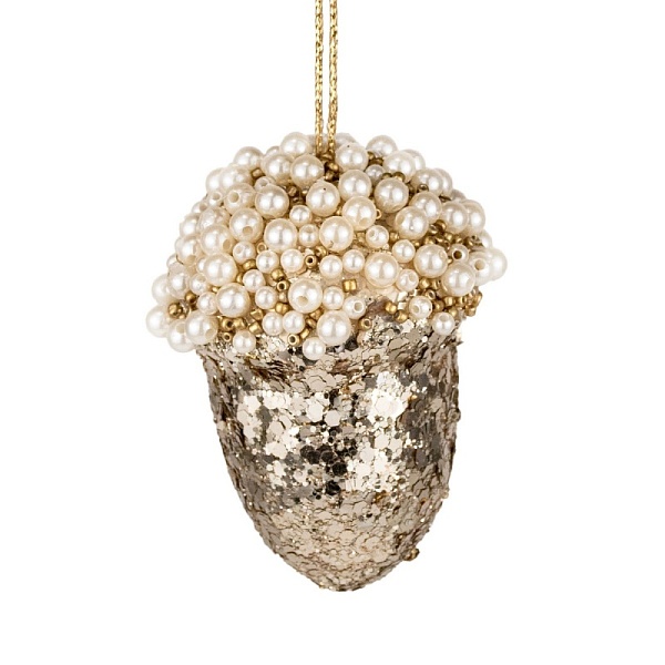 Украшение подвесное Желудь 8 см Азалия золотое