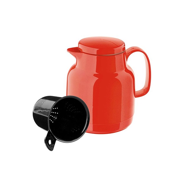 Термос-чайник с ситечком 1 л Helios Mondo+Sieve красный