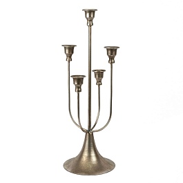 Подсвечник для 5 свечей металлический 43,5 см Азалия серебряный