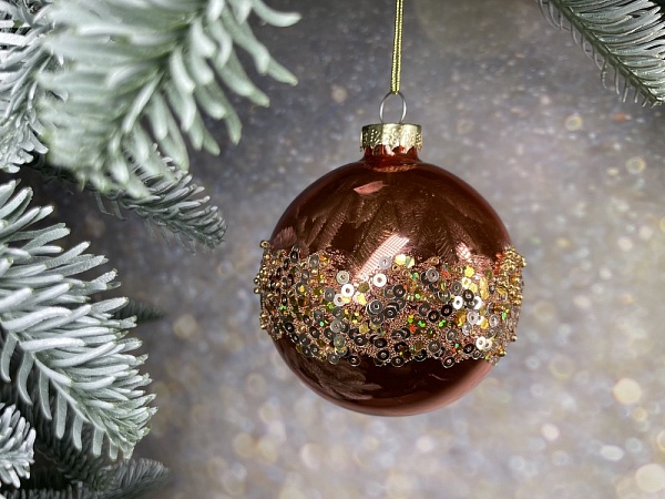 Шар стеклянный 8 см House of Seasons розовый/золото/бронза 