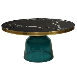 Столик кофейный odd, D75 см, мрамор/голубой