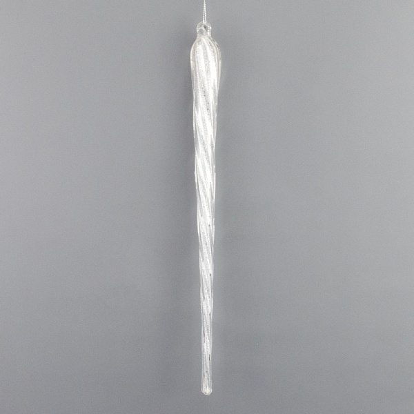 Украшение подвесное Сосулька с глиттером 28 см Азалия белое