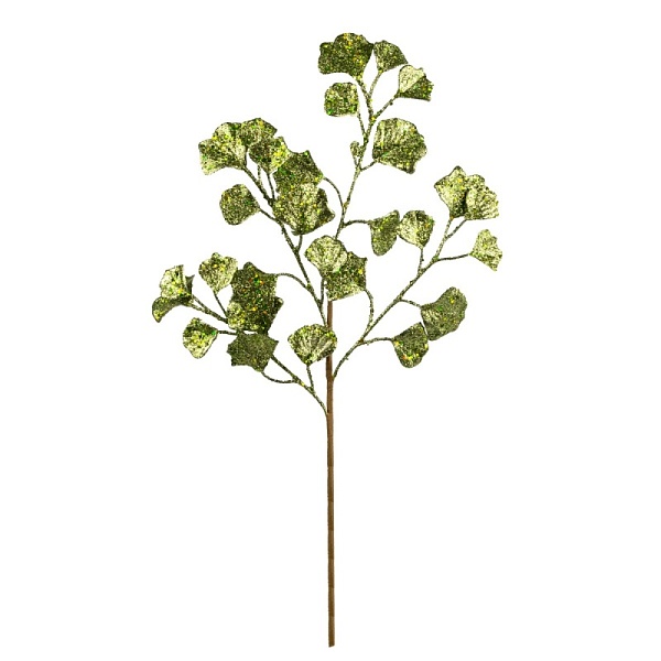 Ветка Гингко с глиттером 67 см Азалия зеленый