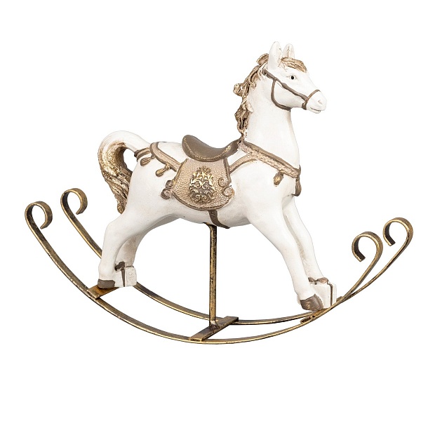Сувенир Лошадка 21 x 5.5 x 18 см Азалия белый/шампань