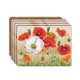 Набор подставок под горячее 4 шт. 380х280мм GENLEX Maки