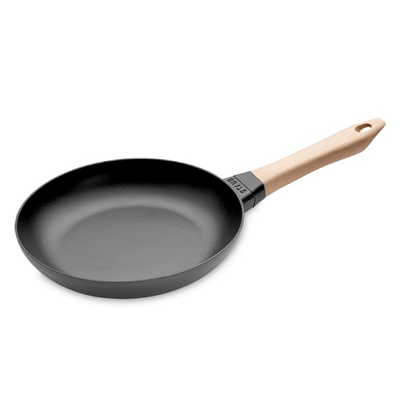 Сковорода круглая 24 см с деревянной ручкой Staub чёрный