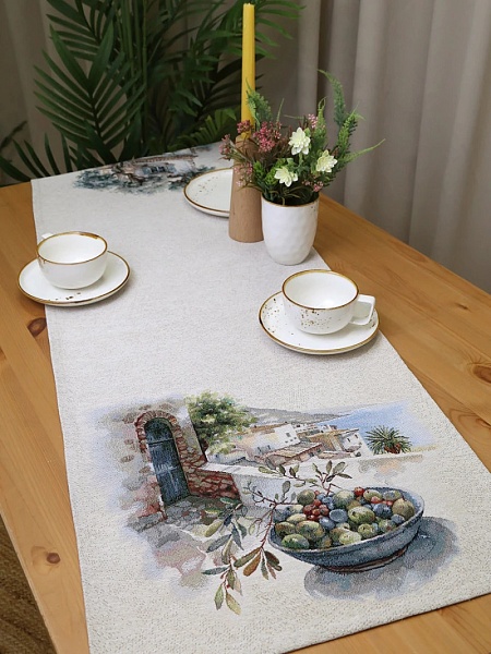 Дорожка 44 х 140 см Le Gobelin Оливки Греция Фон