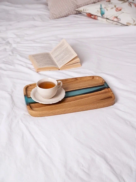 Поднос "Аура" 30х18 см, бирюза