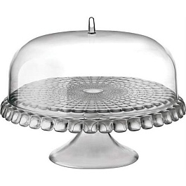 Подставка для торта на ножке с крышкой TIFFANY серая