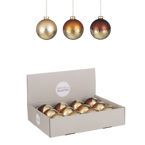 Шар стеклянный 8 см House of Seasons шампань/медь/коричневый