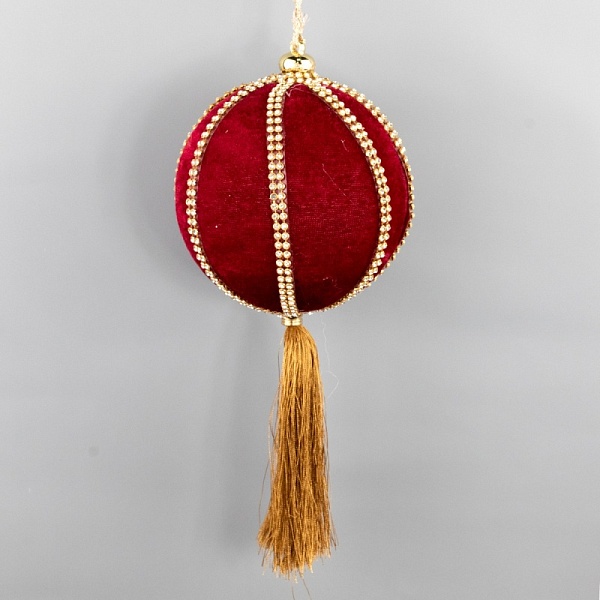 Украшение подвесное Шар с кисточкой 10 см Азалия красный