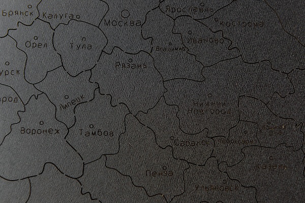 Карта-пазл Wall Decoration "Российская Федерация" с городами, 98х53 см, черная
