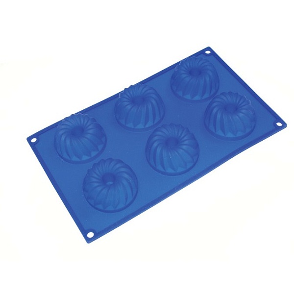 Форма из силикона «Кекс мини с отверстием» 6 ячеек в ассортименте