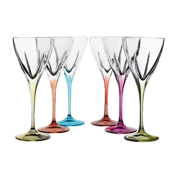 Набор бокалов для вина 6 штук FUSION 250мл разноцветные