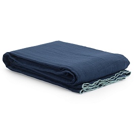 Покрывало легкое из хлопка темно-синего цвета с контрастной каймой из коллекции essential