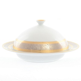 Маслёнка 20 см Thun Опал широкий кант платина золото