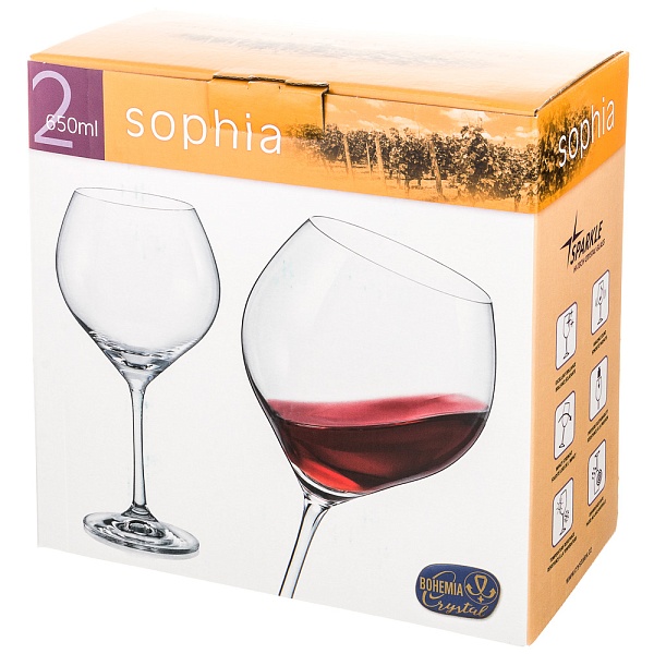 Набор бокалов для вина 2 шт 650 мл Bohemia Crystal Sophia