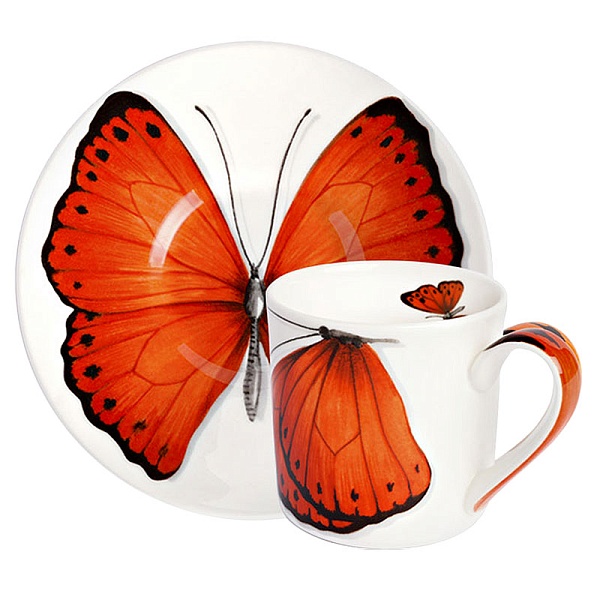 Пара кофейная 100 мл Taitu Butterfly красный