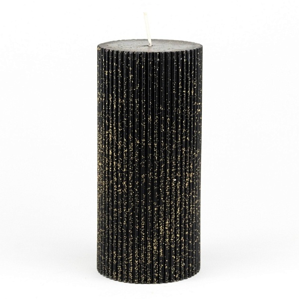 Свеча столбик ребристая 7 x 13 см Азалия черная
