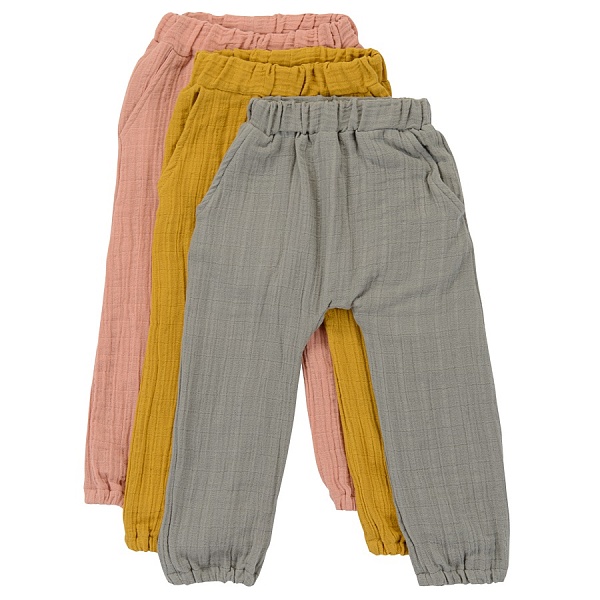 Штаны из хлопкового муслина 12-18 M Tkano Essential пыльная роза