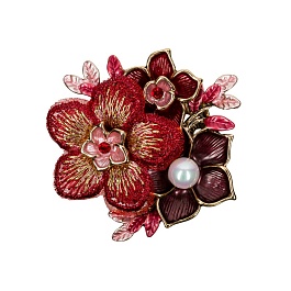 Брошь Shadore Букет, красный
