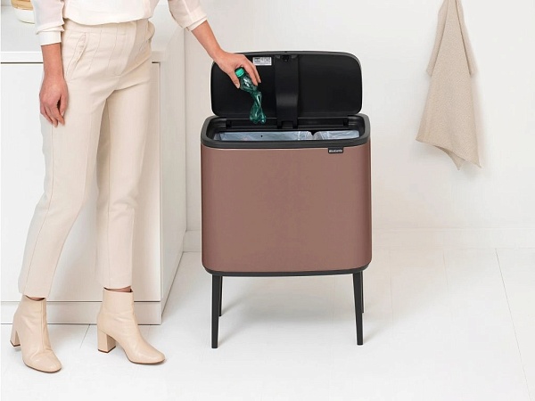 Мусорный бак 11 + 23 л Brabantia Touch Bin Bo минерально-коричневый