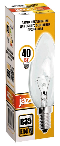 Лампа накаливания B35 240V JazzWay 40W E14 clear 