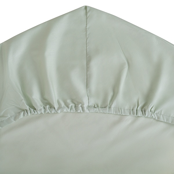 Простыня на резинке из сатина мятного цвета Tkano 180 х 200 см