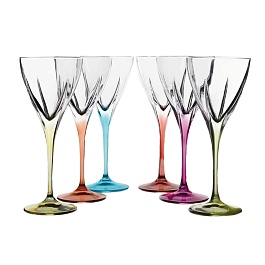 Набор бокалов для вина 6 штук FUSION 250мл разноцветные