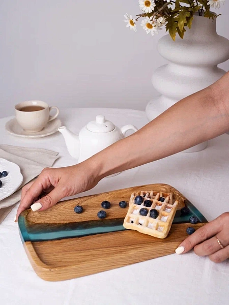 Поднос "Аура" 30х18 см, бирюза