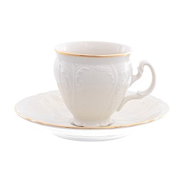 Набор кофейных пар 90 мл, 6 пар Bernadotte Белый узор Be-Ivory