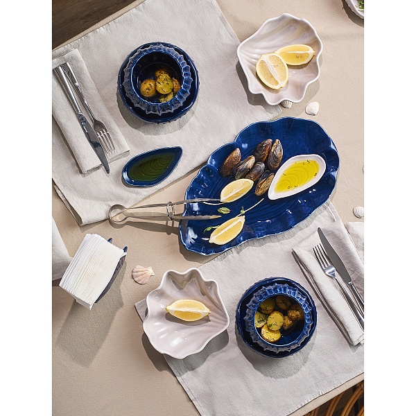 Блюдо сервировочное Tkano Sea treasures Clams синий
