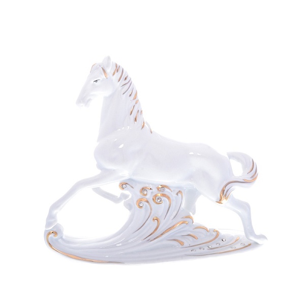 Статуэтка Лошадь и волна Royal Classics белый с золотом
