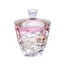 Конфетница 14 см Bohemia Gold Facet с крышкой розовый
