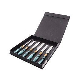 Набор столовых ножей Domus Design Ischia Antique Gold 6 шт зелёный