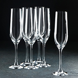 Набор бокалов для шампанского 190 мл Bohemia Crystal Viola 6 шт