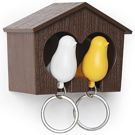 Держатель для ключей Qualy Duo Sparrow белый-жёлтый