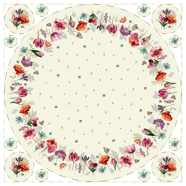 Скатерть гобеленовая 165 см Le Gobelin Майские первоцветы