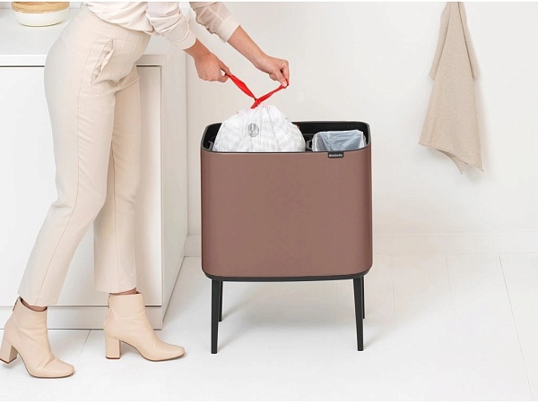 Мусорный бак 11 + 23 л Brabantia Touch Bin Bo минерально-коричневый