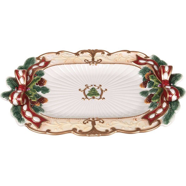 Блюдо прямоугольное 45 х 30 см Lefard Елка белый/зеленый/золото