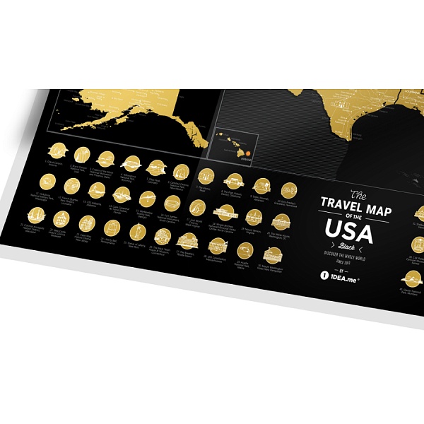 Карта Travel Map USA black
