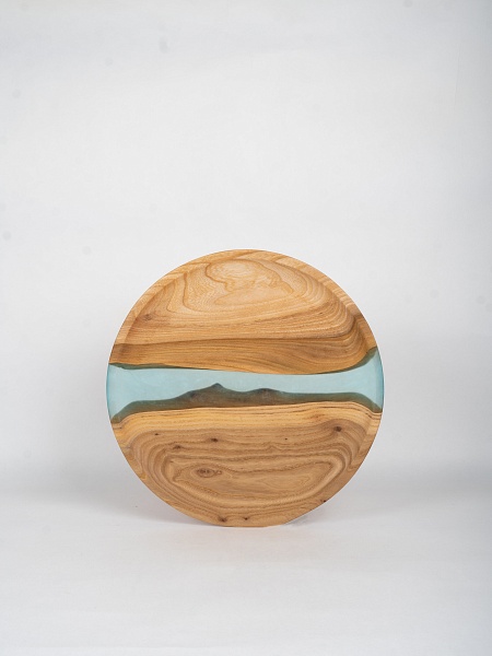 Тарелка "Река" 35 см, бирюза