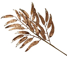 Ветка с листьями глиттерованная 75 см Азалия коричневый