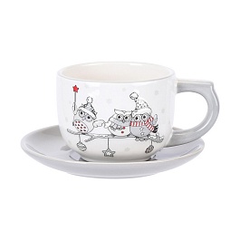 Чашка "Совы" 250 мл с блюдцем 13 см