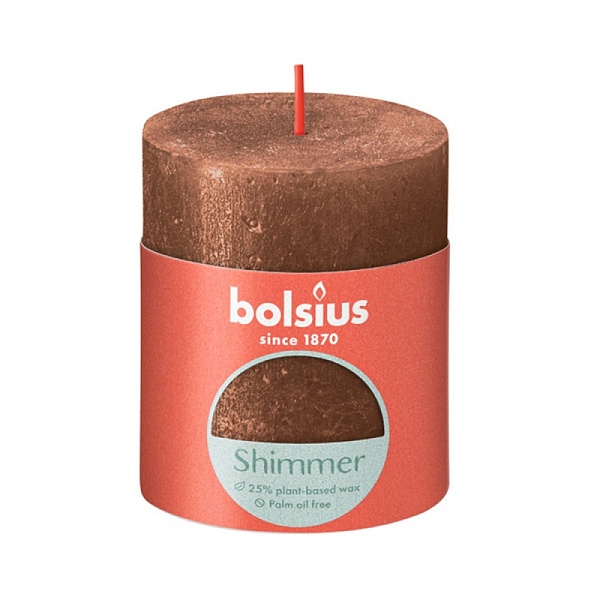 Свеча 6,8 х 8 см Bolsius Shimmer Рустик медь