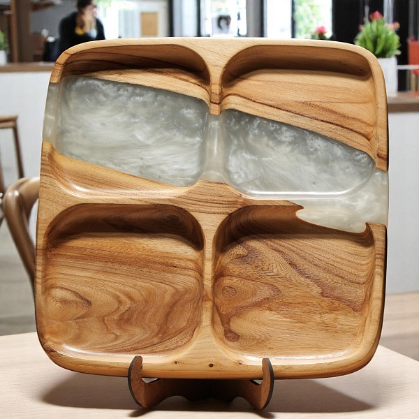 Менажница "Квадро" 25 см, жемчуг