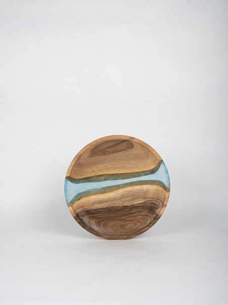 Тарелка "Река" 35 см, бирюза