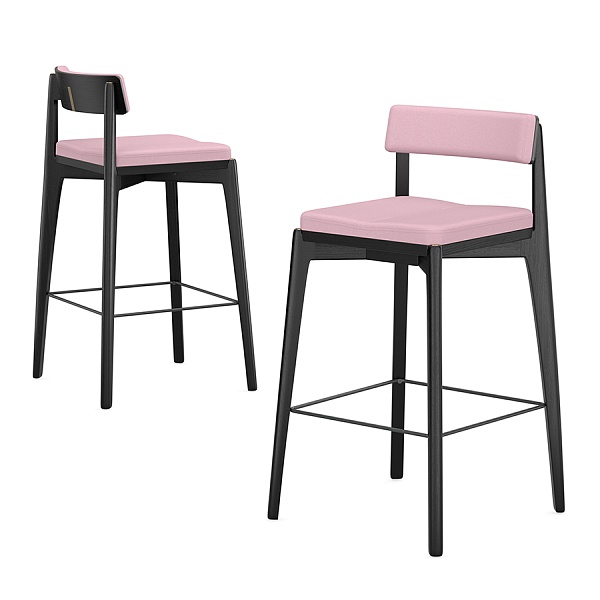 Стул полубарный aska, рогожка, черный/розовый