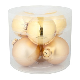 Набор шаров в тубе 10 см Азалия золотой в ассортименте 6 шт