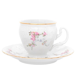 Набор кофейных пар 170 мл Bernadotte Дикая роза золото 12 предметов